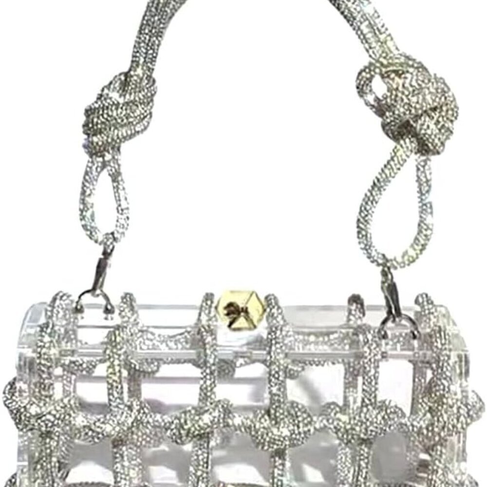 Acrylic Clutch Bag Rhinestone Evening Purse for Women Wedding Party